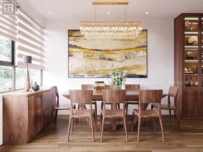 Sử dụng rèm che để chắn ánh nắng trực tiếp lên bề mặt bàn ăn gỗ óc chó