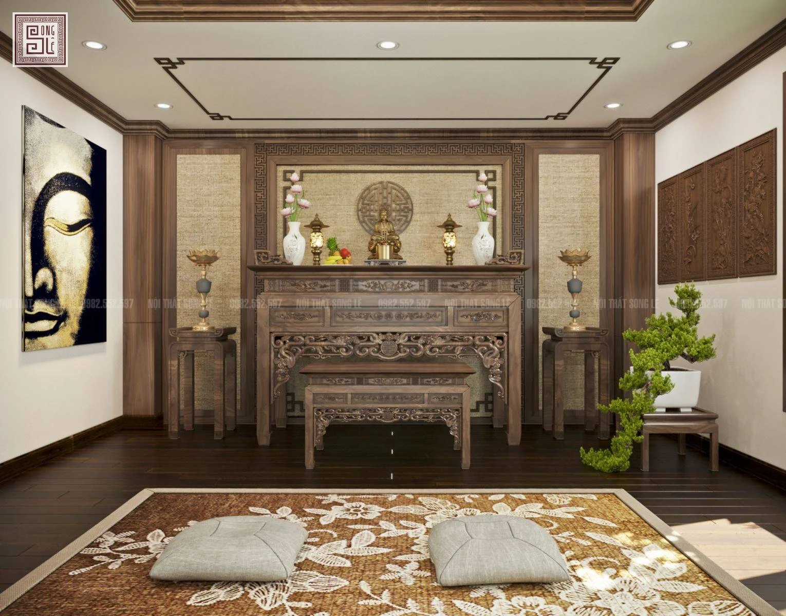 bàn thờ gỗ tự nhiên