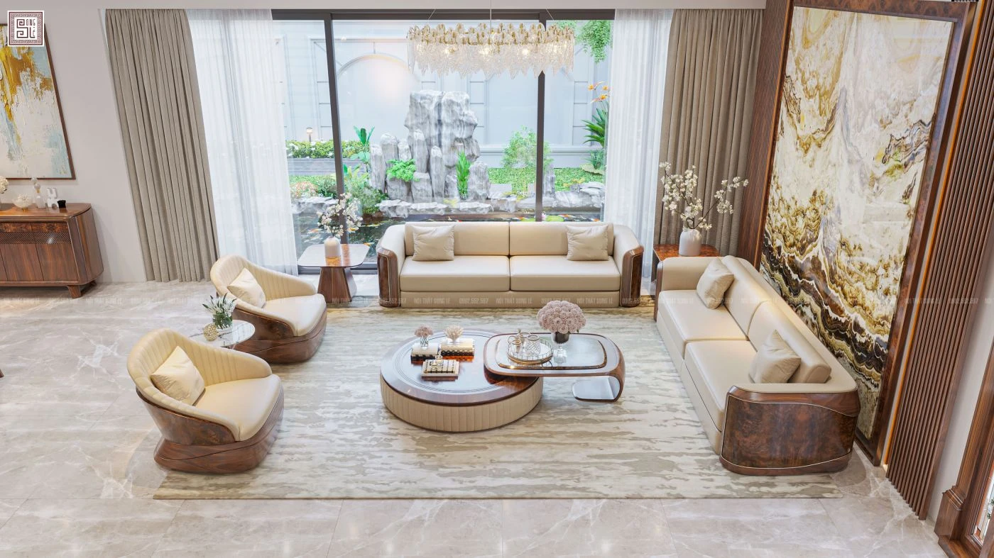 Nội thất nhà phố gỗ tự nhiên óc chó