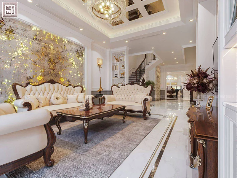 Phào chỉ tiết giản phù hợp với phòng khách tân cổ điển