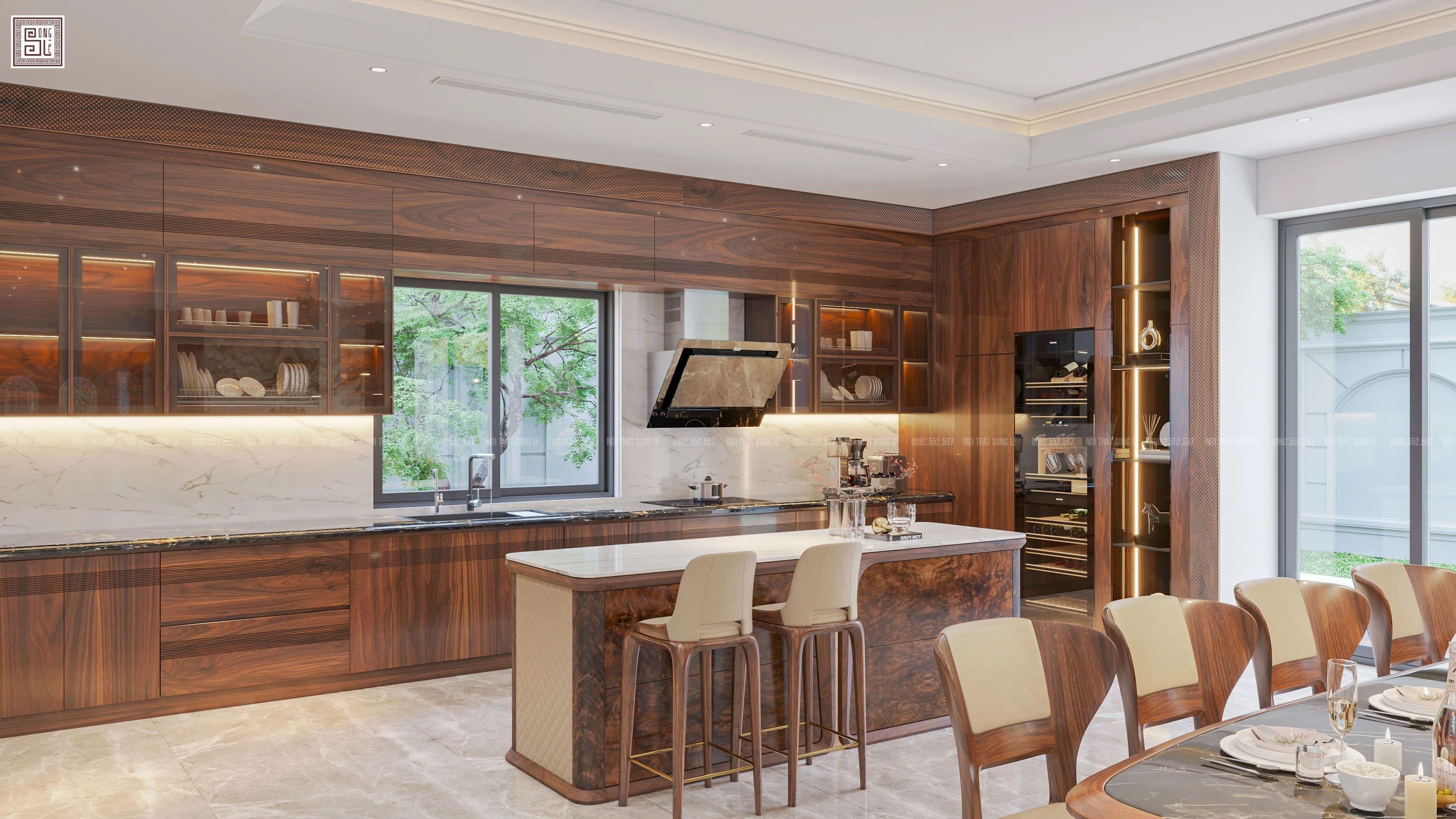 Nội thất phòng bếp gỗ tự nhiên