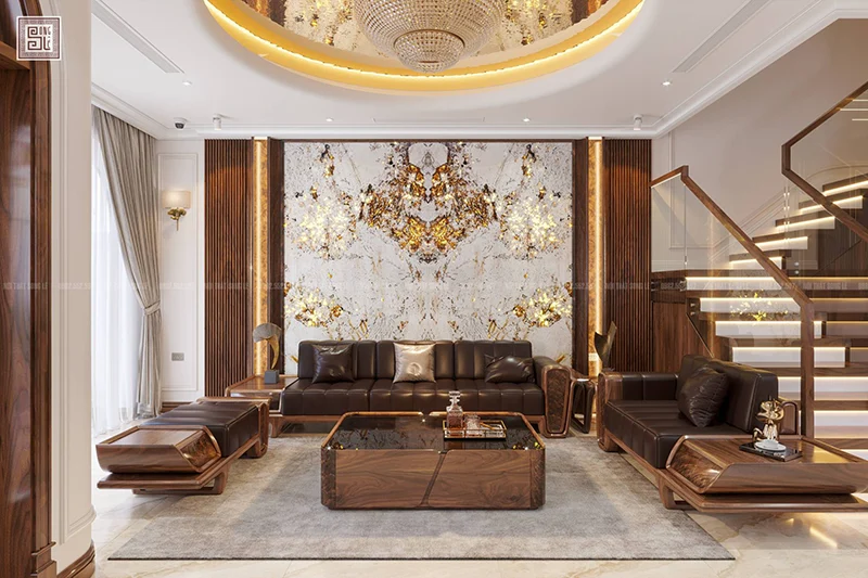 Phòng khách biệt thự thiết kế theo phong cách hiện đại