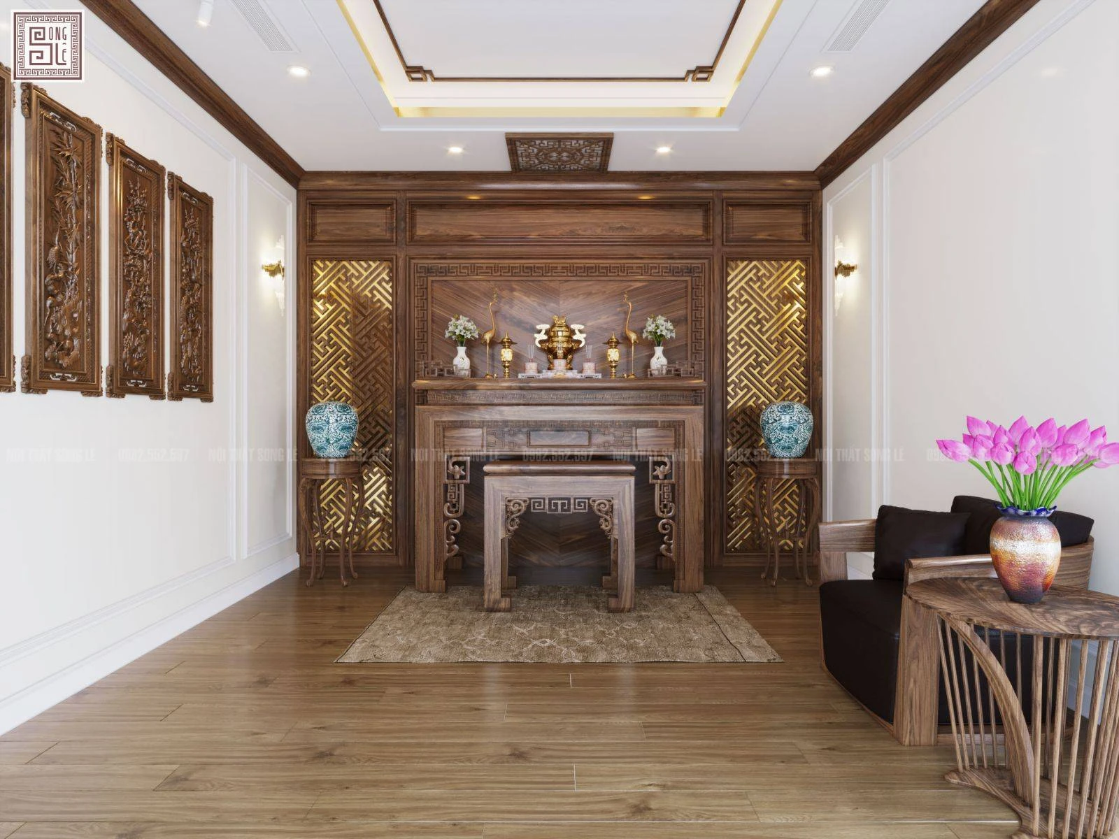 Nội thất phòng thờ gỗ tự nhiên