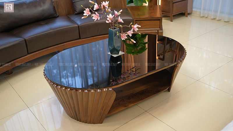 Thiết kế bàn trà gỗ óc chó vỏ sò